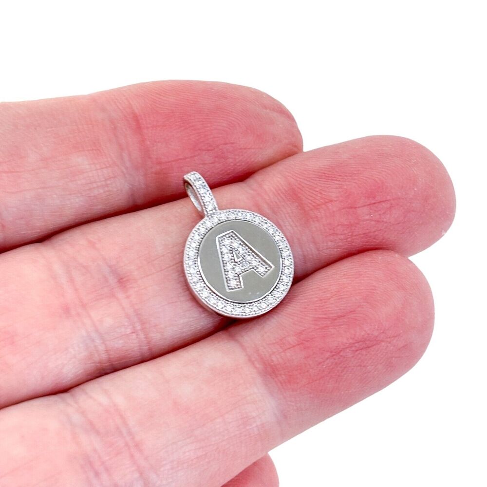 Estate Sterling Silver 925 Cubic Zirconia "A" Initial Pendant